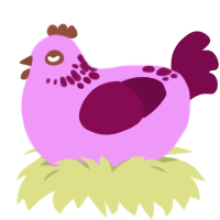 A lavender and wine chicken with a neck-speckle pattern