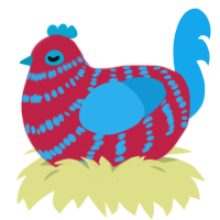 (unnamed), a crimson and sky chicken with a bar pattern