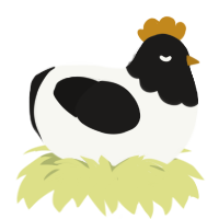 calla lily, a white and sable chicken with a head pattern