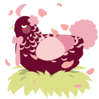 A maroon and pink chicken with a half-lace pattern