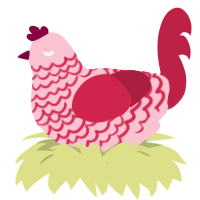 Rosette, a rose and crimson chicken with a lace pattern