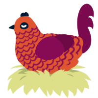 Etna, a vermilion and wine chicken with a lace pattern