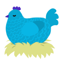 A cerulean chicken with a lace pattern
