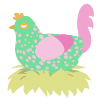 Summertime Spangles, a spring and pink chicken with a speckle pattern