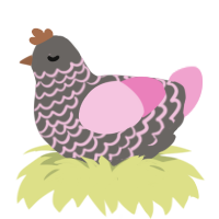 B1PX, a grey and pink chicken with a lace pattern