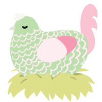 A gluppy and rose chicken with a lace pattern