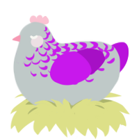 (unnamed), a silver and amethyst chicken with a half-lace pattern