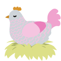 Milkshake, a mist and pink chicken with a lace pattern