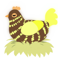 Biohazard, a bark and lemon chicken with a bar pattern
