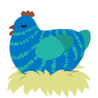 (unnamed), a sapphire and turquoise chicken with a bar pattern
