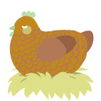 celery, a ochre and brown chicken with a lace pattern