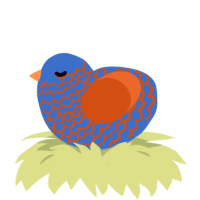 A gold and sky chicken with a lace pattern