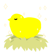 Squeaky Ducky, a yellow chicken with a head pattern