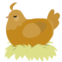 Nugget, a ochre and gold chicken with a head pattern