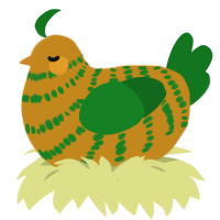 A ochre and leaf chicken with a bar pattern