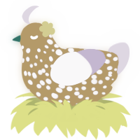 carpet dust, a ochre and lilac chicken with a speckle pattern