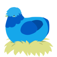 (unnamed), a sky and ultramarine chicken with a head pattern