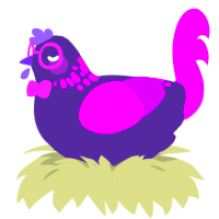 Titin, a overcast and amethyst chicken with a neck-speckle pattern