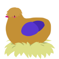 Stale birthday cake, a gold and indigo chicken