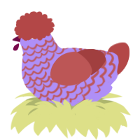 Lavandar, a lilac and red chicken with a lace pattern