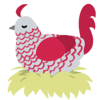 peparmint, a mist and crimson chicken with a lace pattern