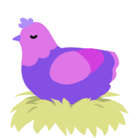 (unnamed), a blurple and orchid chicken with a head pattern