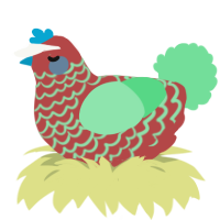 Newspaper, a red and spring chicken with a lace pattern