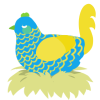 (unnamed), a sky and yellow chicken with a lace pattern