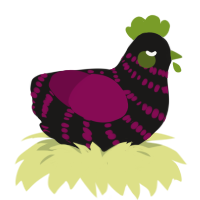 A sable and wine chicken with a bar pattern