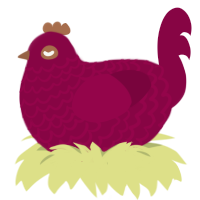 A maroon chicken with a lace pattern