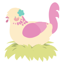 Fluttershy, a tumblr and leaf chicken with a neck-speckle pattern