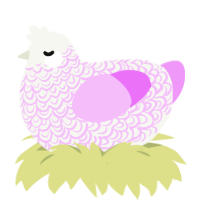 Petal, a white and lavender chicken with a double-lace pattern