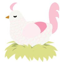 Beautiful Pink, a white and rose chicken with a lace pattern