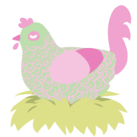 A gluppy and pink chicken with a double-lace pattern