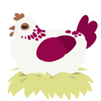 (unnamed), a white and maroon chicken with a neck-speckle pattern