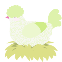 Pippin, a white and apple chicken with a double-lace pattern