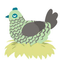A gluppy and grey chicken with a lace pattern