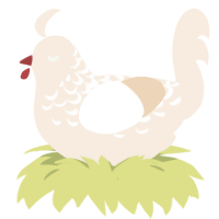 A cream chicken with a half-lace pattern