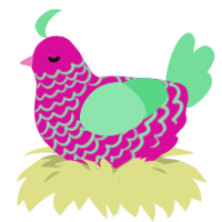 Funk, a fuchsia and spring chicken with a lace pattern