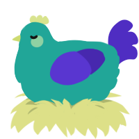 (unnamed), a turquoise and indigo chicken