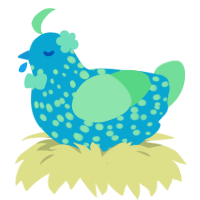 uranium, a cerulean and spring chicken with a speckle pattern