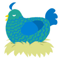 A turquoise and sapphire chicken with a lace pattern