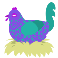 (unnamed), a blurple and turquoise chicken with a speckle pattern
