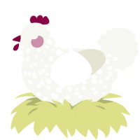 (unnamed), a white chicken with a speckle pattern