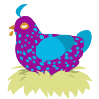 party girl, a plum and cerulean chicken with a speckle pattern