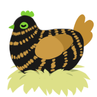 A sable and gold chicken with a bar pattern