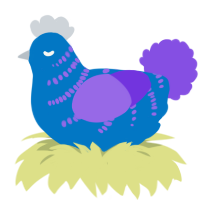 (unnamed), a sapphire and blurple chicken with a half-bar pattern