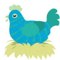 A cerulean and turquoise chicken with a bar pattern