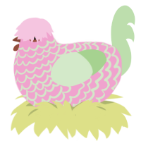 princess peach, a pink and gluppy chicken with a lace pattern