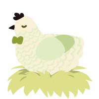 Rind, a cream and gluppy chicken with a lace pattern